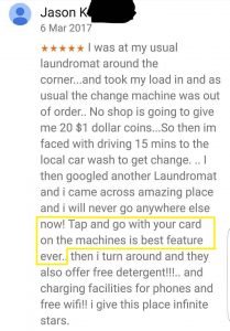 Customer testimonial for cashless payments at Indooroopilly Laundromat in Australia
