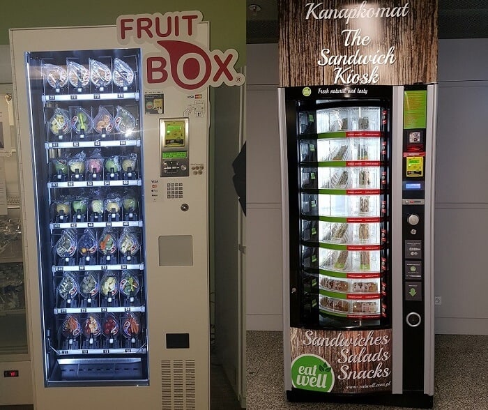 Fruit and sandwiches are some of the healthy foods vending machines can sell