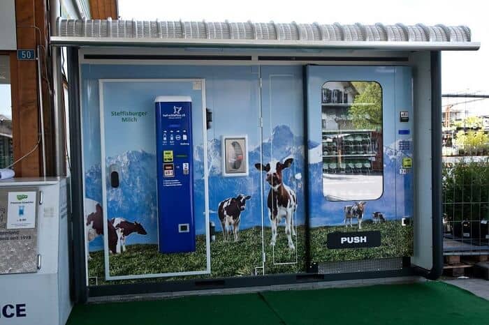 The milk vending machine features Nayax's VPOS card readers