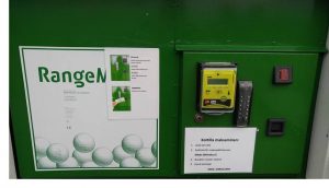 Contactless payments at ball dispenser at golf range